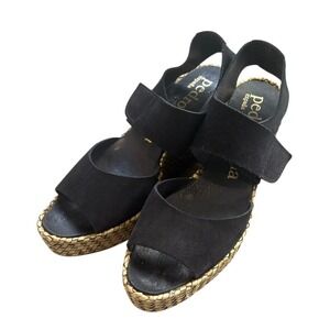 Pedro Garcia Wedge Sandals Made In Spain Black Size 40.5 Suede‎ (10.5 US)